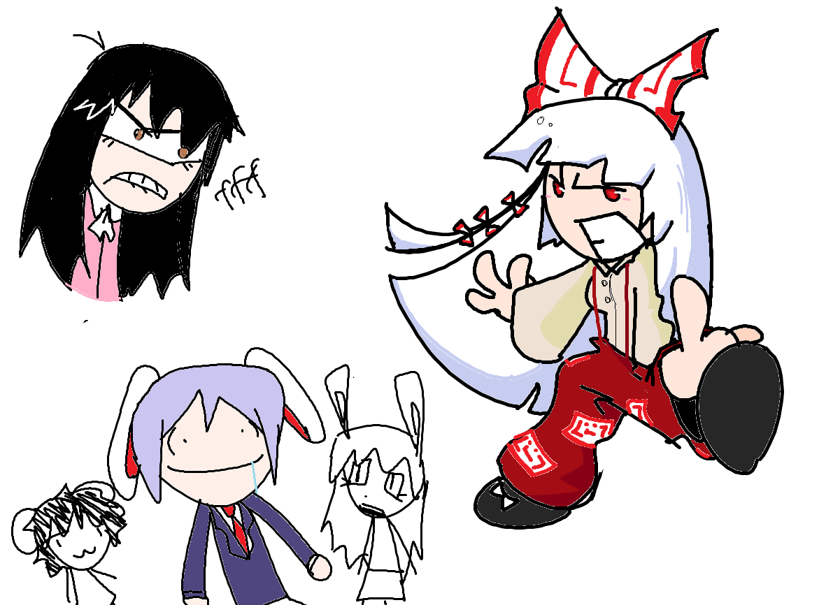 goffy mokou kaguya reisen tewi AND other reisen